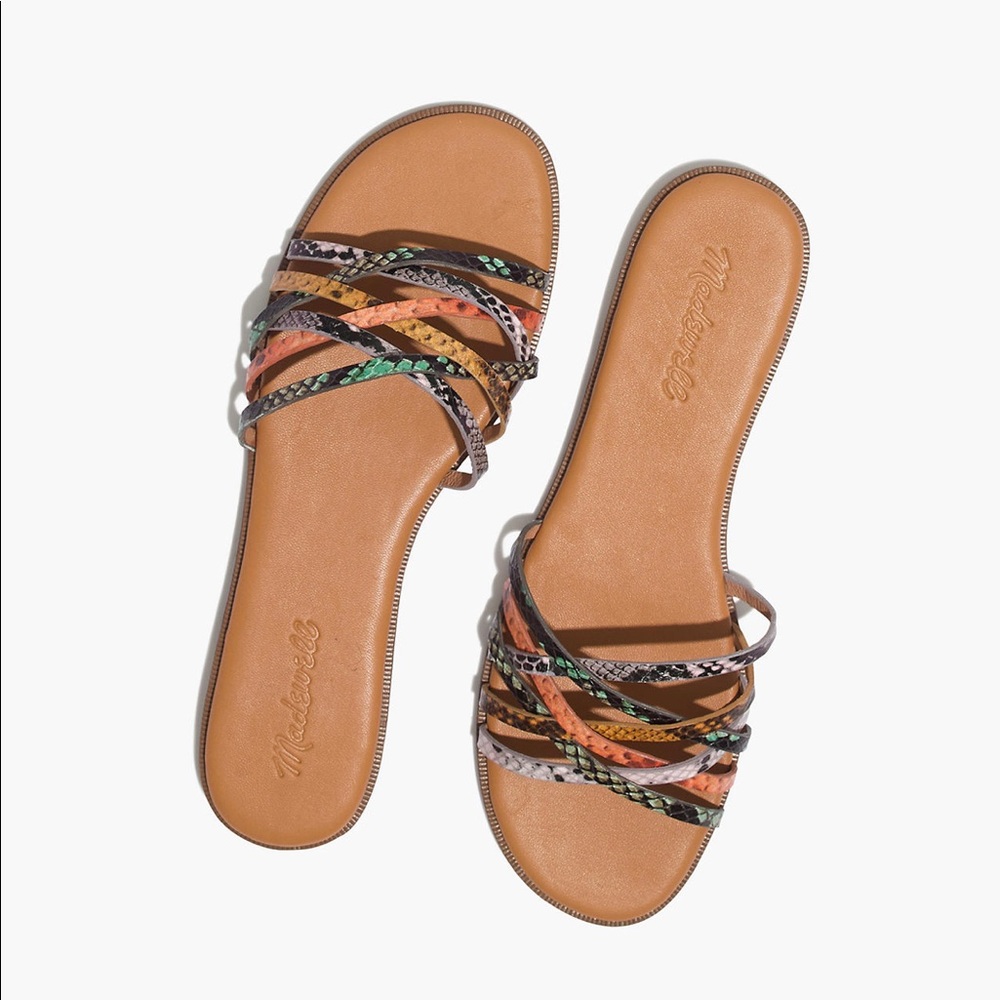 🆕 Madewell Crisscross Slide Sandals Snake Leather